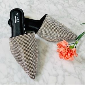 Shoes - ✨Black Crystal Rhinestone Pointed Mule Flats Shoes - ✨Black Crystal Rhinestone Pointed Mule Flats